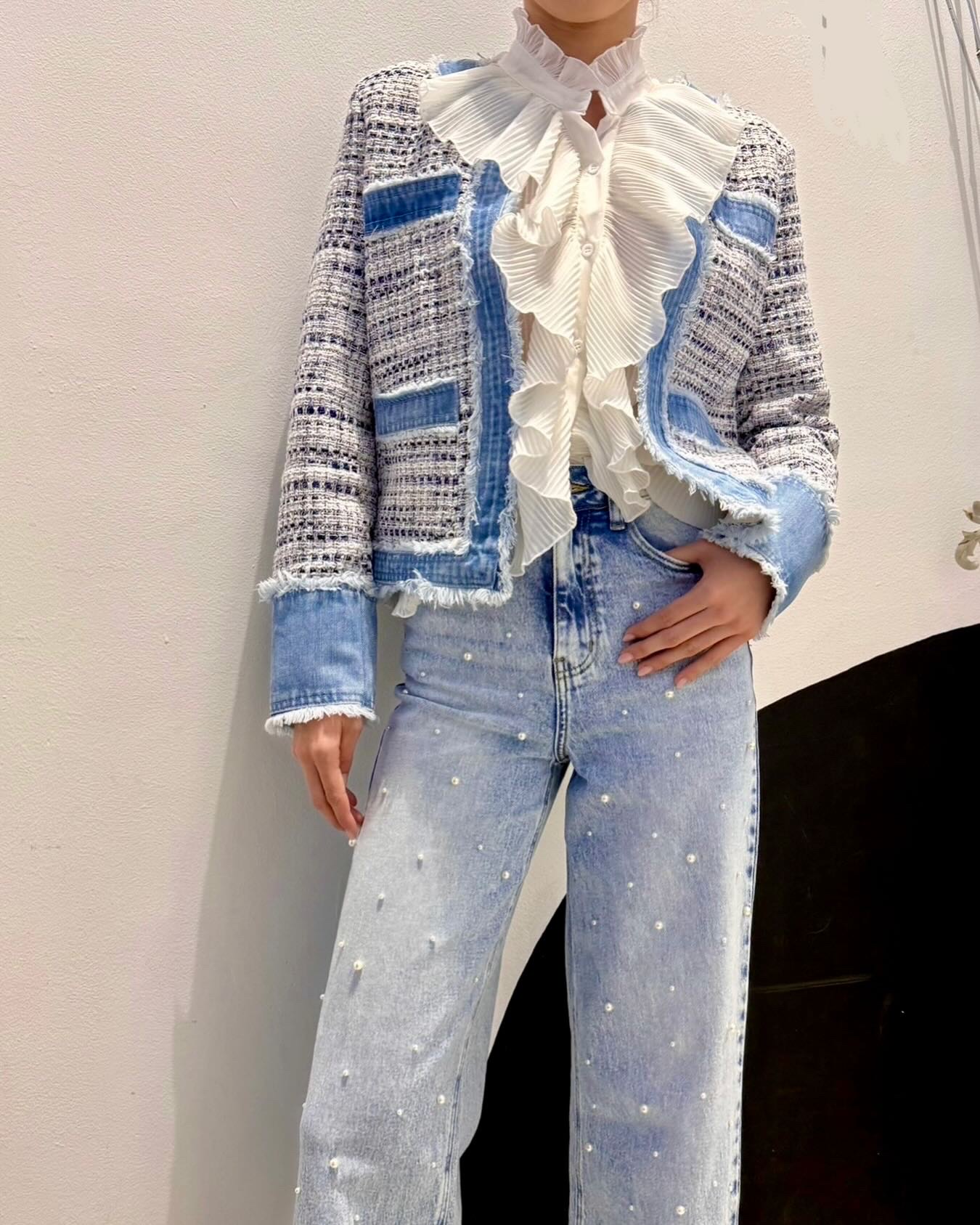 CHAQUETA TWEED AZUL